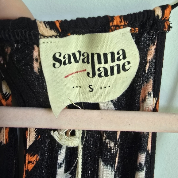 Savanna Jane New Vera Embroidered Black Floral Halter Tie Tank Top Size Small - Picture 9 of 12